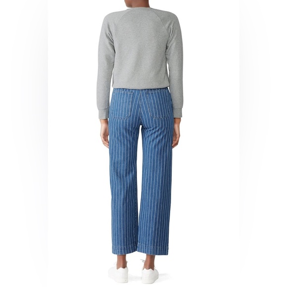 M.i.h Paradise Ultra High-Rise Straight Blue Denim White Striped Jeans Size 27 - Picture 2 of 12